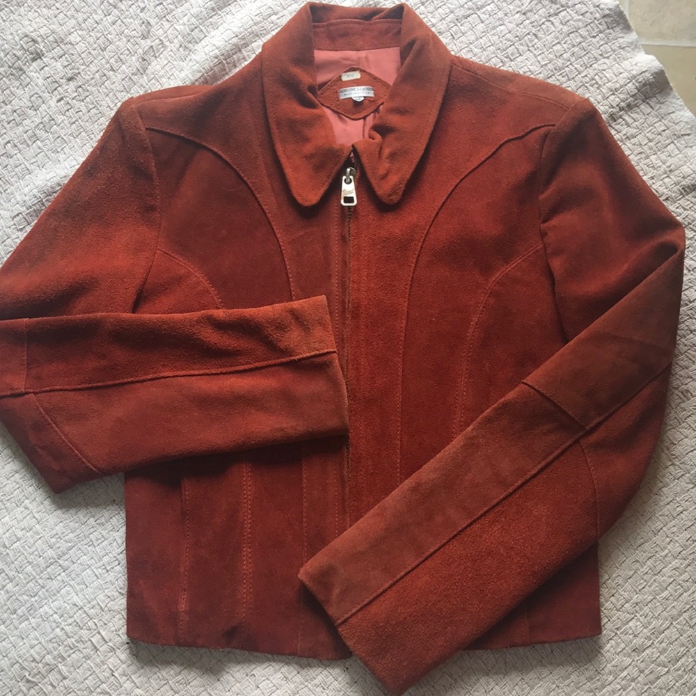 Women's leather jacket burnt orange